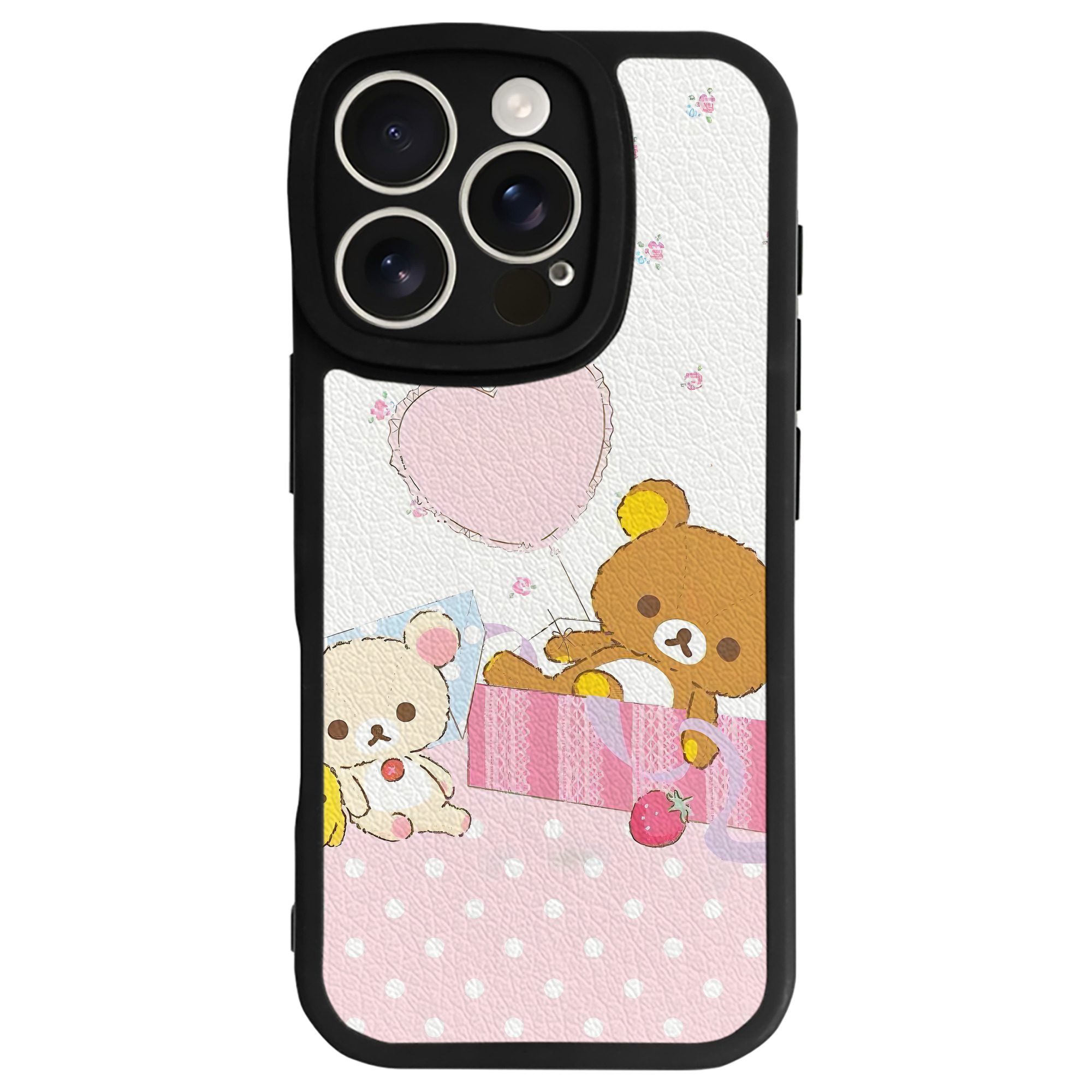 （画像用） リラックマ リラックマ キイロイトリ Rilakkuma Korilakkuma Kiiroitori 【iPhone 16シリーズ対応】シリコンスマホケース（レザー調） 材質：シリコン